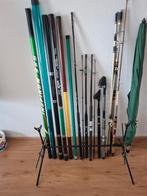 Complete visuitrusting: hengels, molens, paraplu, kunstaas, Ophalen, Gebruikt, Complete hengel