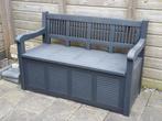Tuinbank opbergruimte grijs lichtgewicht, Ophalen, Gebruikt, Kunststof
