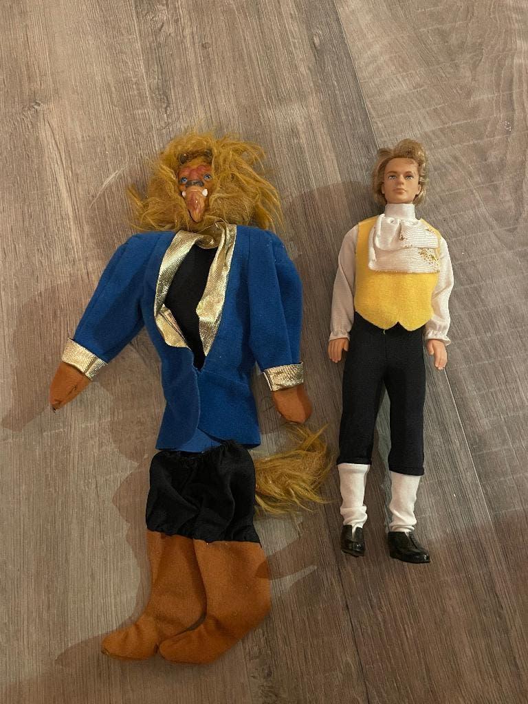 Vintage Mattel Barbie Ken Beauty and the Beast Belle Beest, Ophalen of Verzenden, Zo goed als nieuw, Fashion Doll