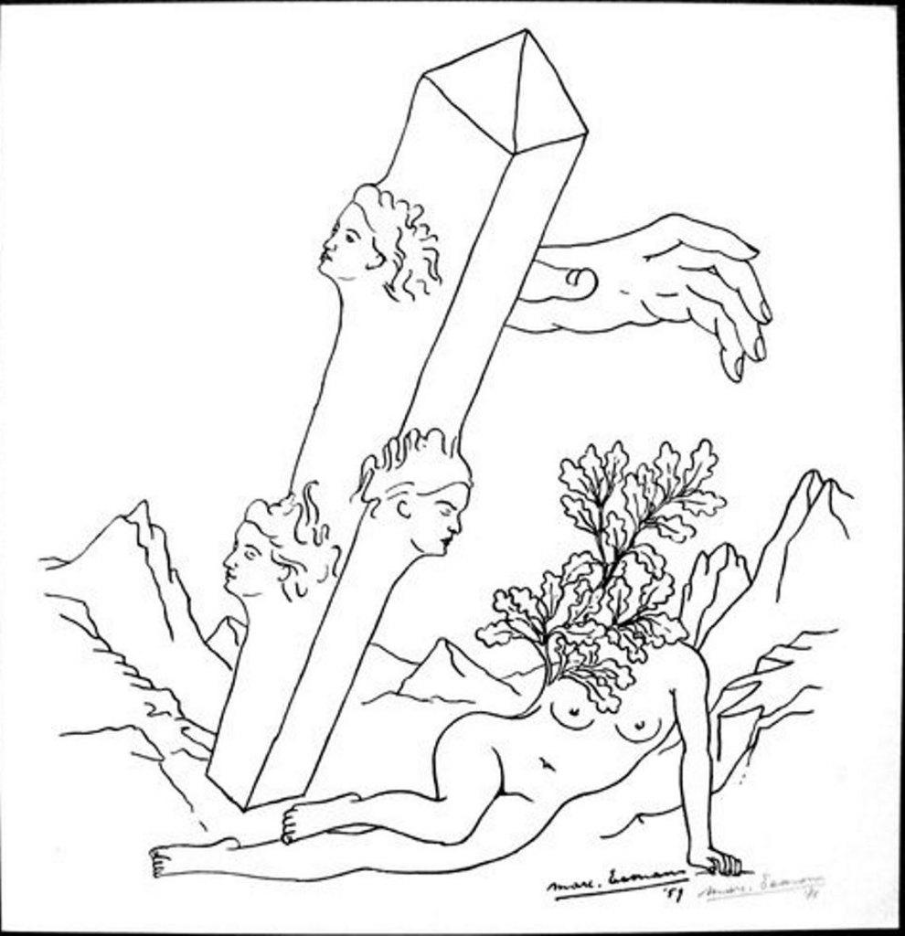 Marc Eemans (1907) Lithografie"Surrealistische Composit" Ges, Antiek en Kunst, Ophalen of Verzenden