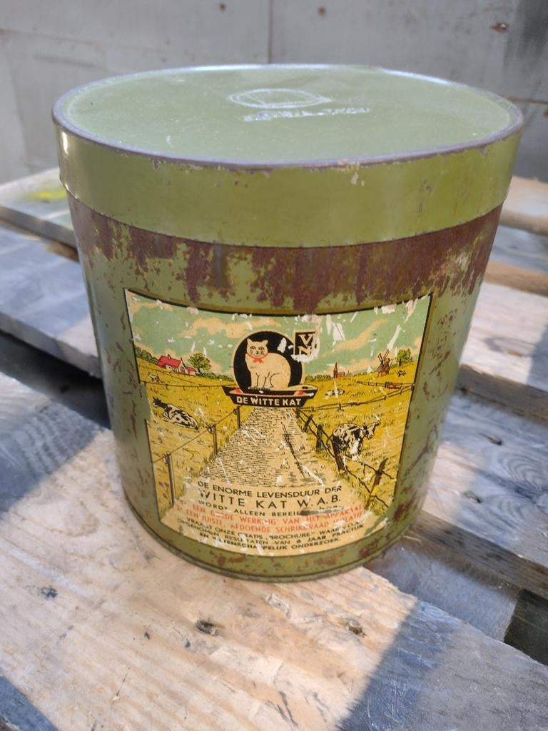 Witte Kat Batterie., Verzamelen, Blikken, Overige, Ophalen of Verzenden