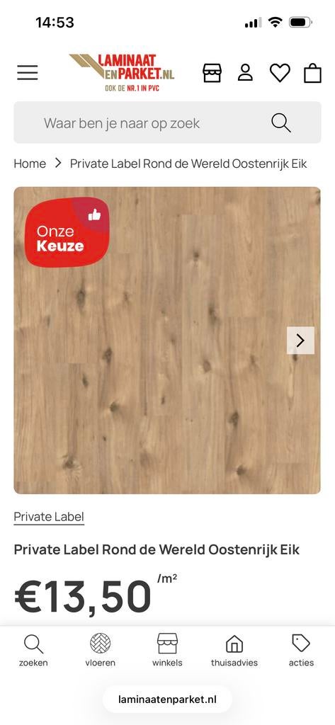 Oostenrijk Eik laminaat 1 pakket 2,49m2, Ophalen, Nieuw, Minder dan 10 m², Laminaat