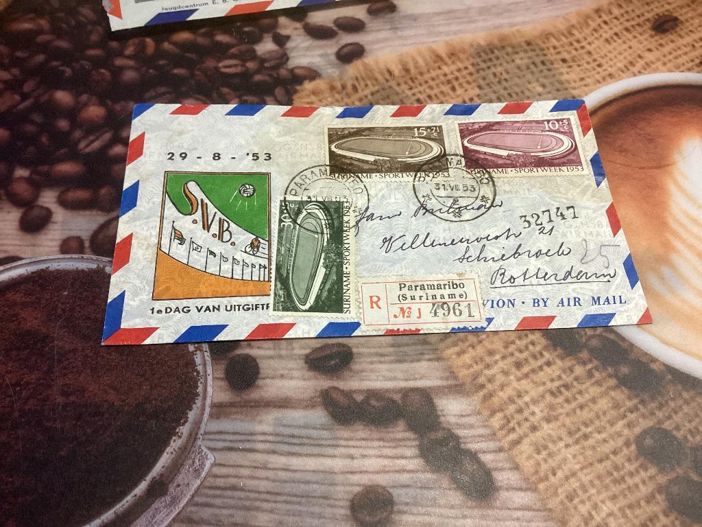 No9688 Suriname E2 aangetekend gelopen bovenkant geopend, Ophalen, Beschreven, Rest van de wereld