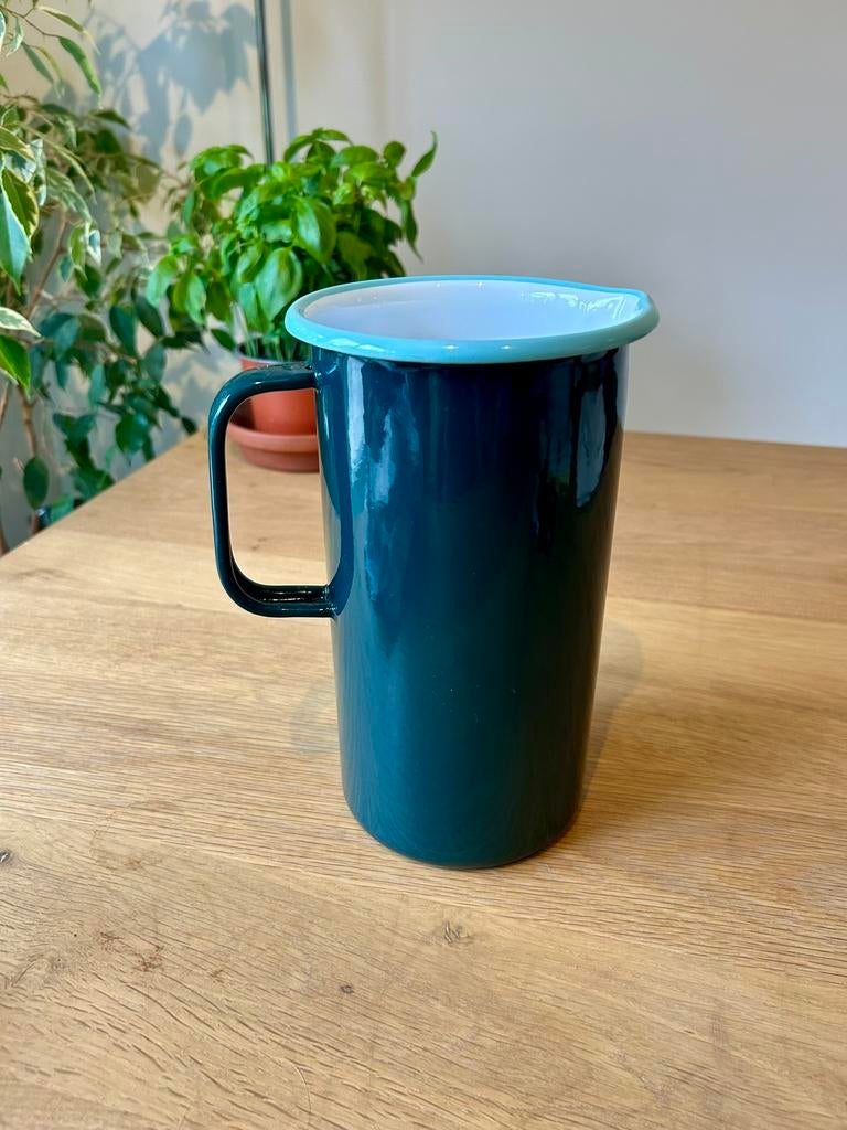 Crisp karaf waterkan donkergroen emaille, Ophalen of Verzenden, Nieuw, Glas, Overige stijlen