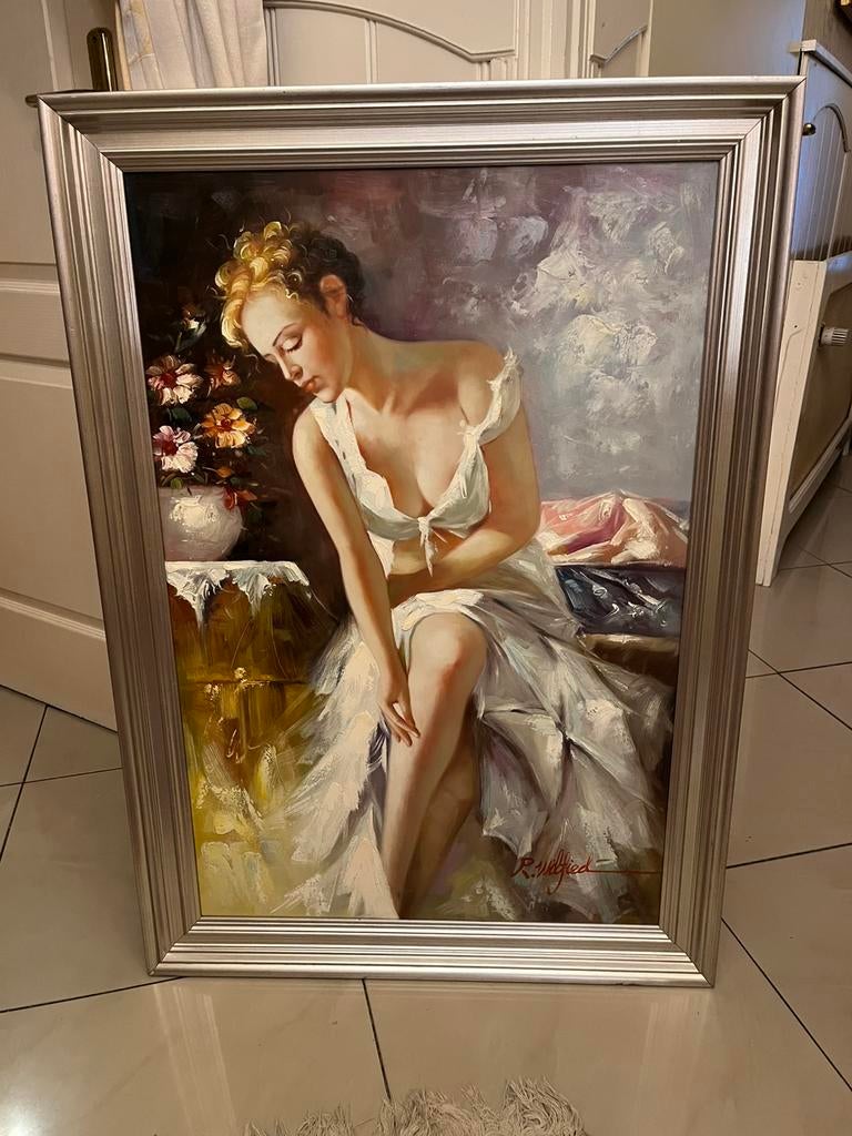 Prachtig groot olieverf portret schilderij, Ophalen of Verzenden