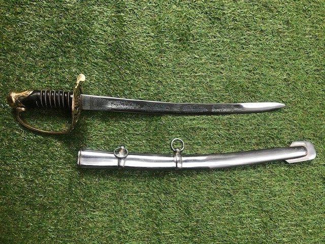 zeer nette korte metalen sabel, fraai lemmet, Ophalen of Verzenden, Landmacht, Overige gebieden, Zwaard of Sabel