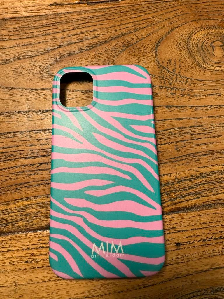 MIM Amsterdam iPhone 11 hoesje - Roze/Groen Zebraprint, Ophalen of Verzenden, Gebruikt, IPhone 11, Hoesje of Tasje