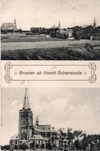 Noord Scharwoude, Twee dorpsgezichten. 5907, Verzenden, Voor 1920, Gelopen, Noord-Holland