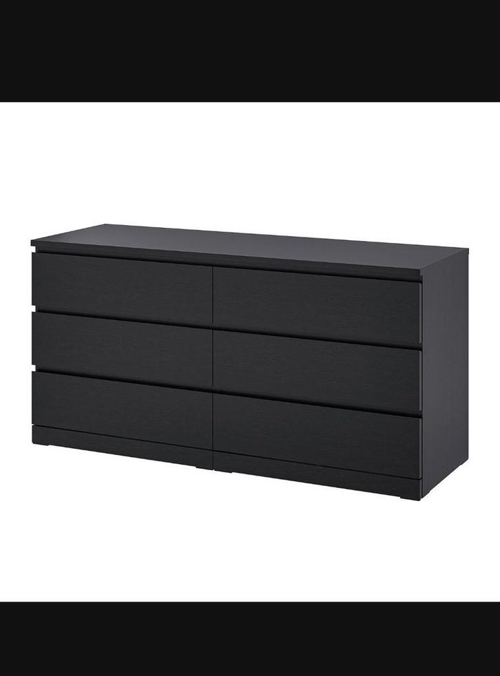IKEA Zwarte ladekast met 6 lades, Huis en Inrichting, Kasten | Ladekasten, Gebruikt, 150 tot 200 cm, 25 tot 50 cm, 5 laden of meer