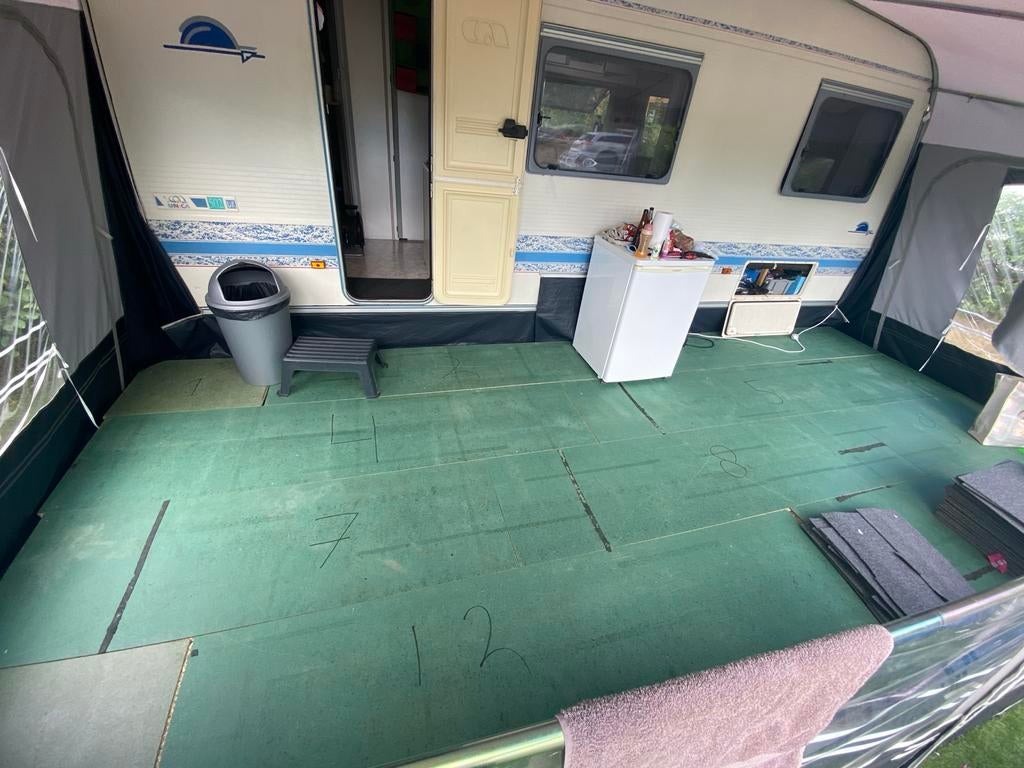 Complete ondervloer voortent, pallets, tapijttegel, Caravans en Kamperen, Ophalen, Gebruikt