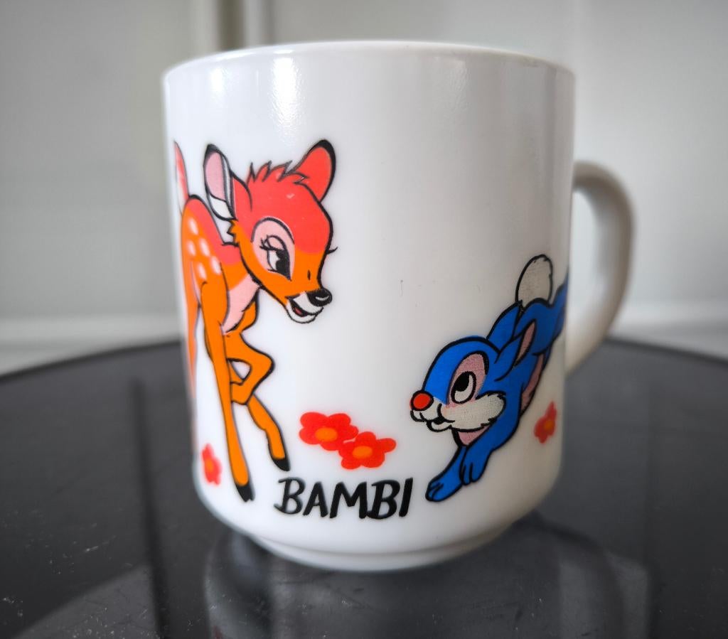Vintage Melkglas Bambi Beker Disney Arcopal France, Ophalen of Verzenden, Overige stijlen, Kop(pen) en/of Schotel(s), Glas