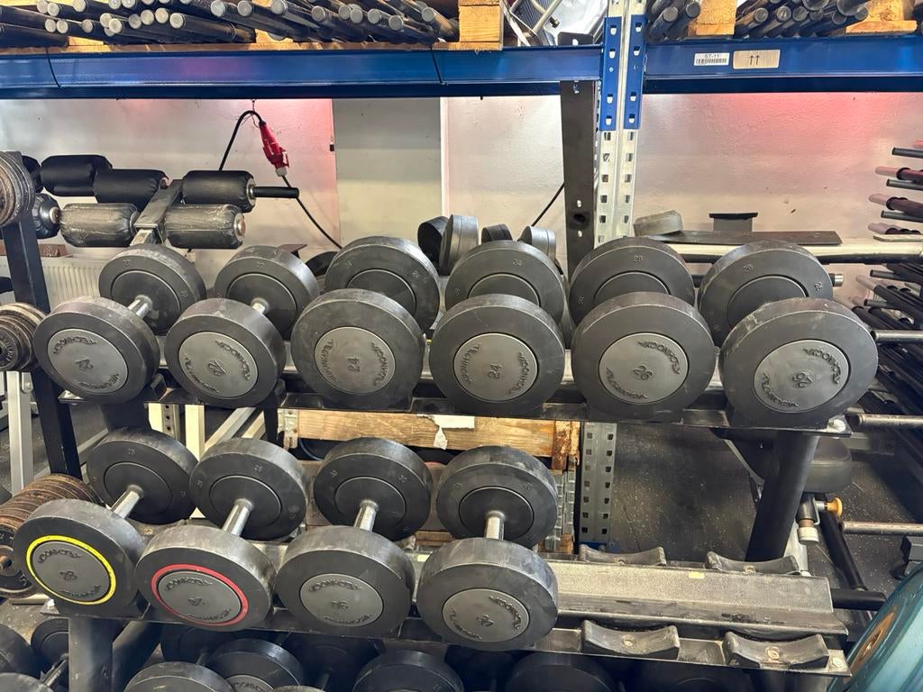 Technogym dumbbells 22-30 kg dumbbell set gewichten, Sport en Fitness, Fitnessmaterialen, Dumbbell, Gebruikt, Dumbbells, Gewichten