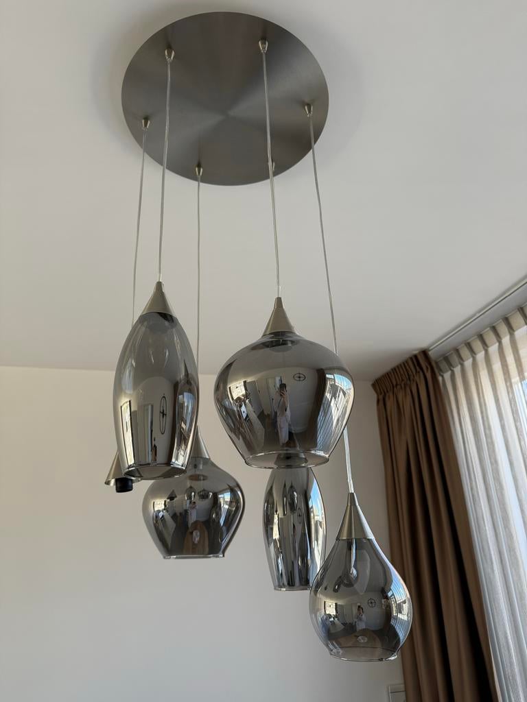 6-lichts hanglamp Rietveld (1 bol stuk), Huis en Inrichting, Ophalen, Gebruikt, Glas, 75 cm of meer