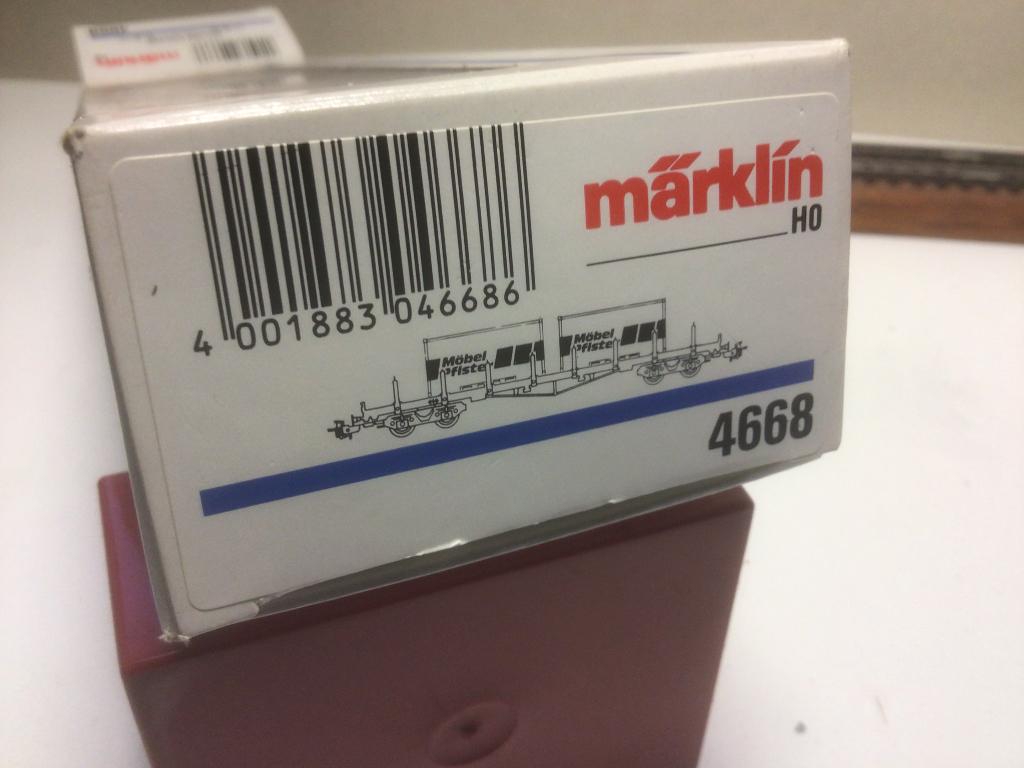 Marklin 4668 Container draagwagen  beladen, Hobby en Vrije tijd, Modeltreinen | H0, Wisselstroom, Wagon, Ophalen of Verzenden