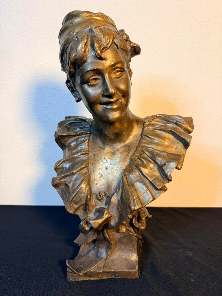 🇫🇷 Antieke Franse bronzen buste  Van der Straeten Paris, Ophalen of Verzenden, Brons