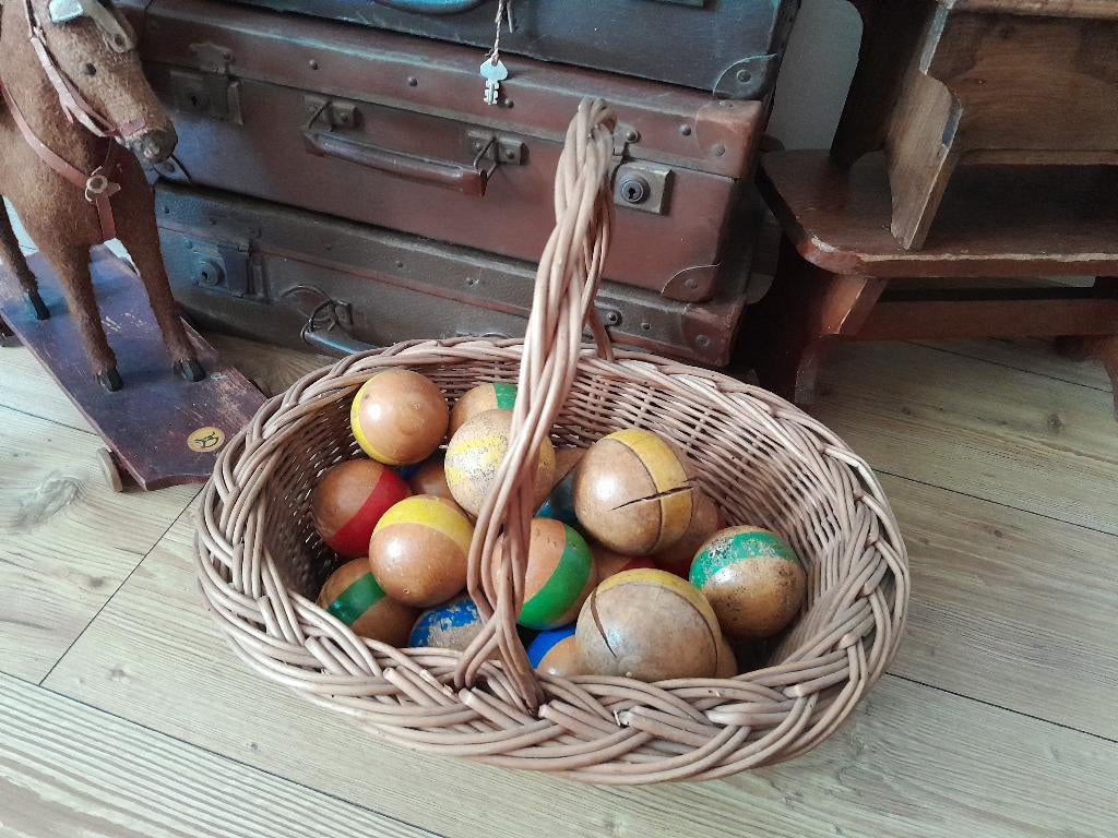 ~ Oude Houten Ballen, Antiek en Kunst, Curiosa en Brocante, Ophalen of Verzenden