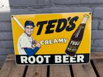 Vintage Ted's Creamy Root Beer Emaille Reclamebord, Antiek en Kunst, Antiek | Emaille, Ophalen