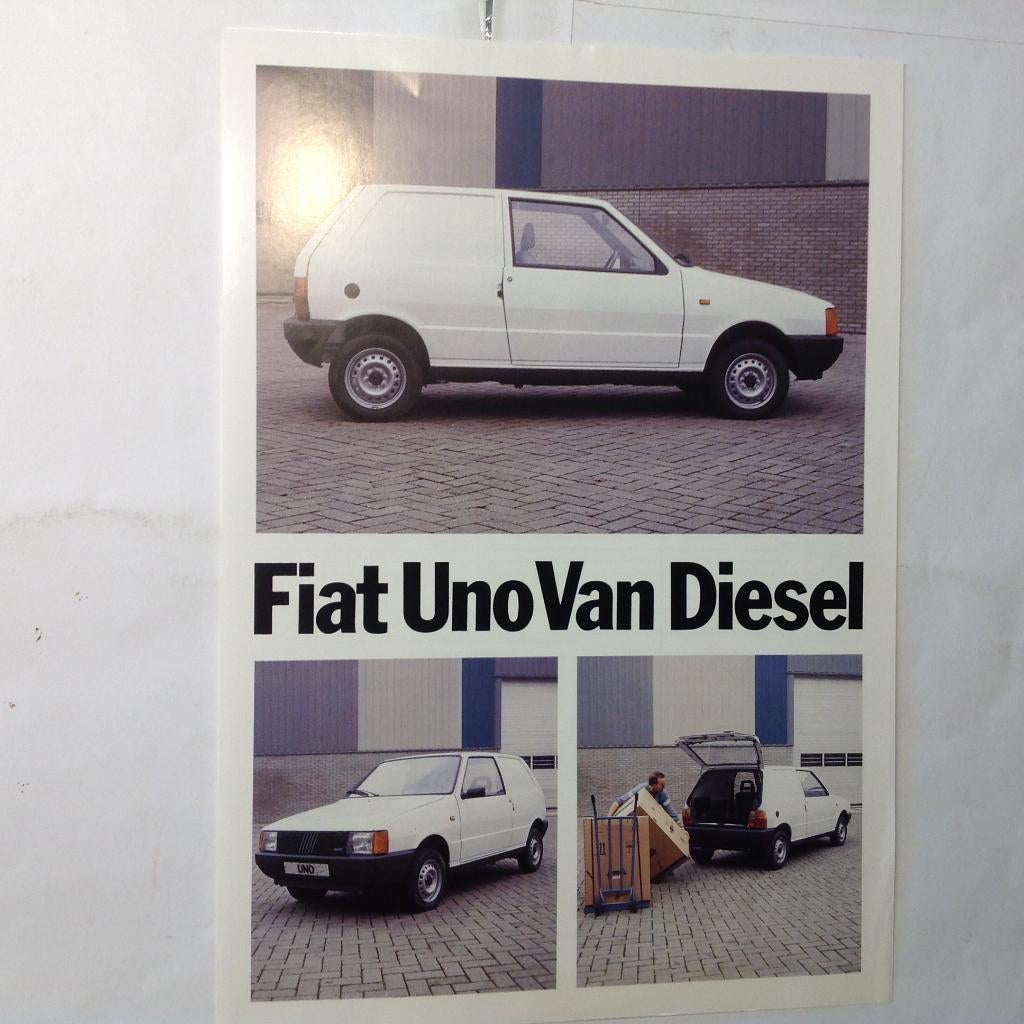 Fiat Uno Van Diesel 2 blz NED 1988 folder, Ophalen of Verzenden, Nieuw, Overige merken