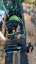 Tuinslang met wagen, sproeier en diverse toebehoren, Ophalen of Verzenden, Gebruikt, Tuinslanghaspel