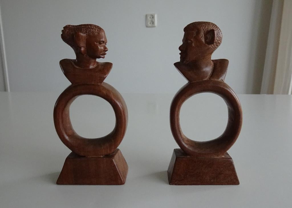 2 Vintage Houten Beeldjes uit Bali, Indonesië, Antiek en Kunst, Ophalen