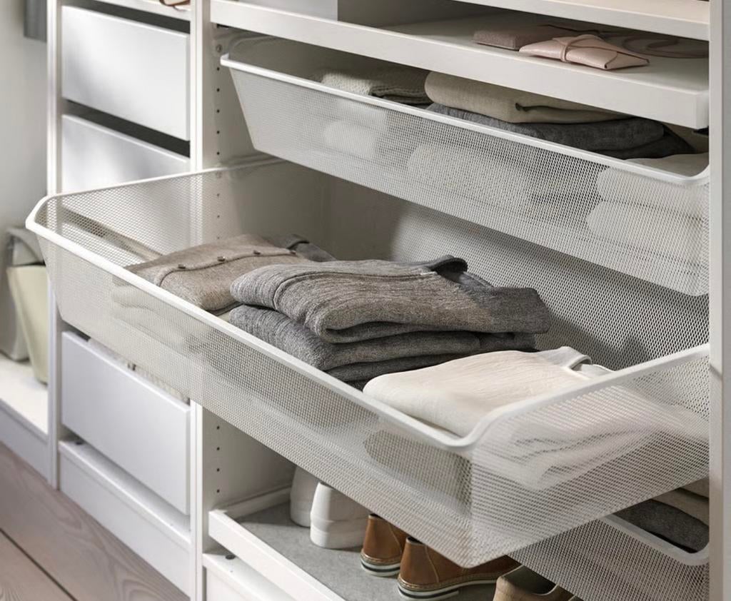 2x Ikea PAX lade KOMPLEMENT Fijndraadmand, wit, 100x58 cm, Ophalen, Zo goed als nieuw