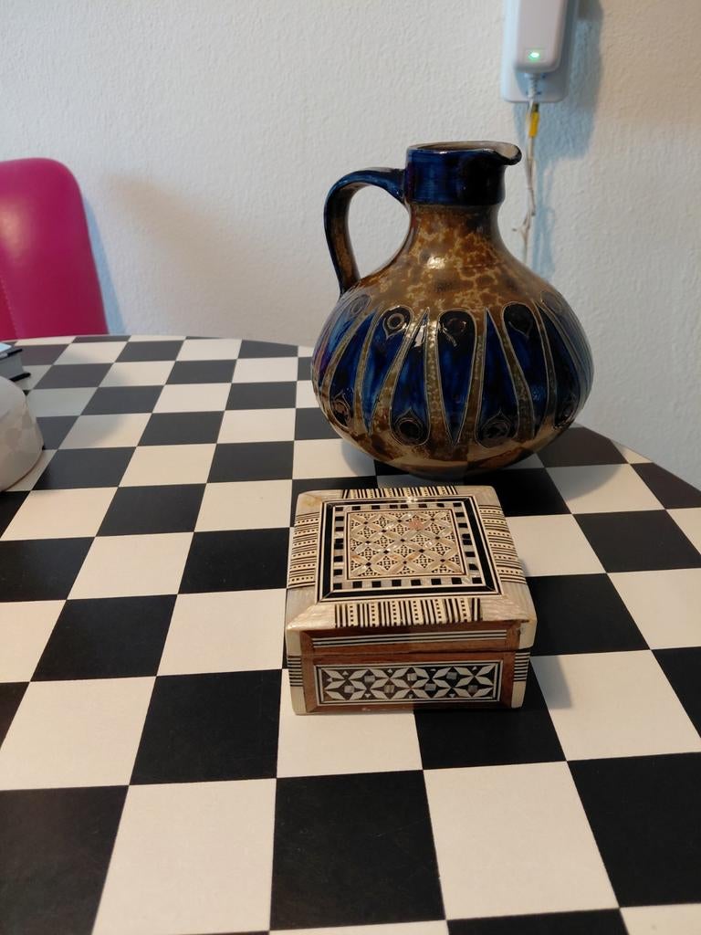 Sieradenkistje ringen vintage khatam parelmoer inlegwerk, Antiek en Kunst, Kunst | Niet-Westerse kunst, Ophalen of Verzenden