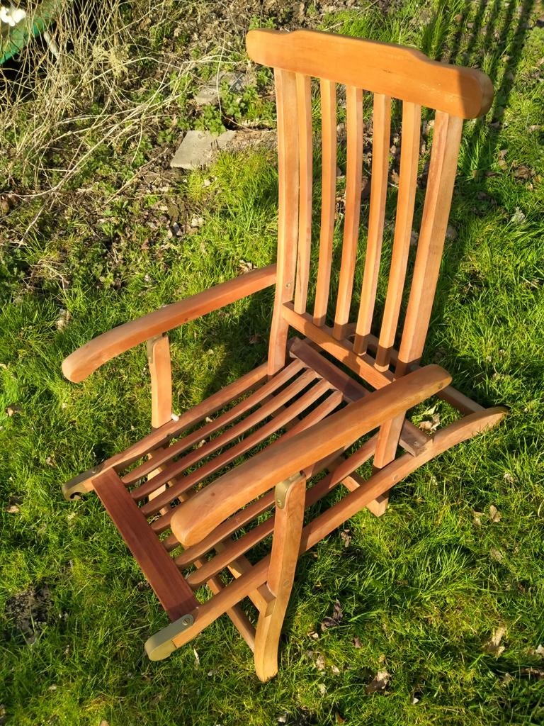 Scan design teak houten deckchair tuinstoel, Ophalen of Verzenden, Teakhout