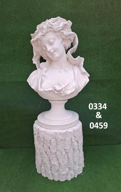 Borstbeeld vrouw met zuil boomstam. nr 0334 & 0459., Tuin en Terras, Ophalen, Nieuw, Beton, Mensenbeeld