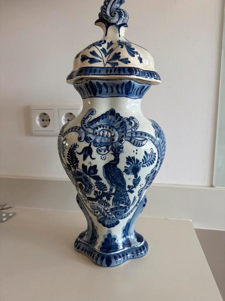 Mooie Delfts blauwe vaas met deksel, Antiek en Kunst, Antiek | Vazen, Ophalen of Verzenden