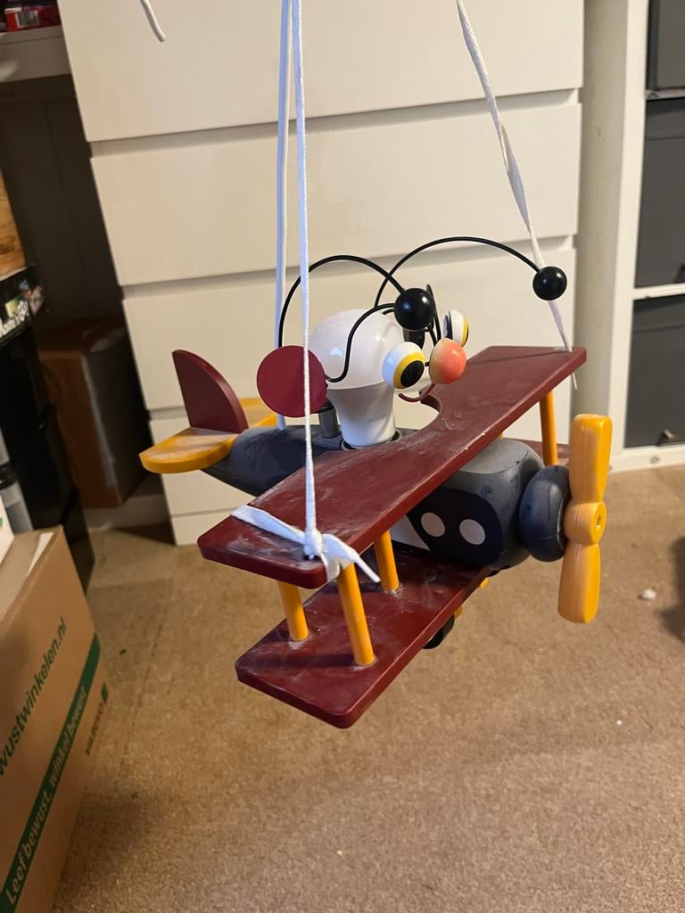 Vintage Vliegtuig Lamp - Decoratieve Hanglamp, Ophalen, Gebruikt, Hout, Minder dan 50 cm