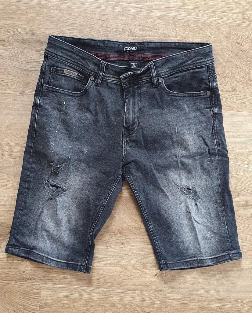 Korte spijkerbroek van Icono Milano, maat S., Kleding | Heren, Ophalen of Verzenden, Zwart, W32 (confectie 46) of kleiner, Icono Milano