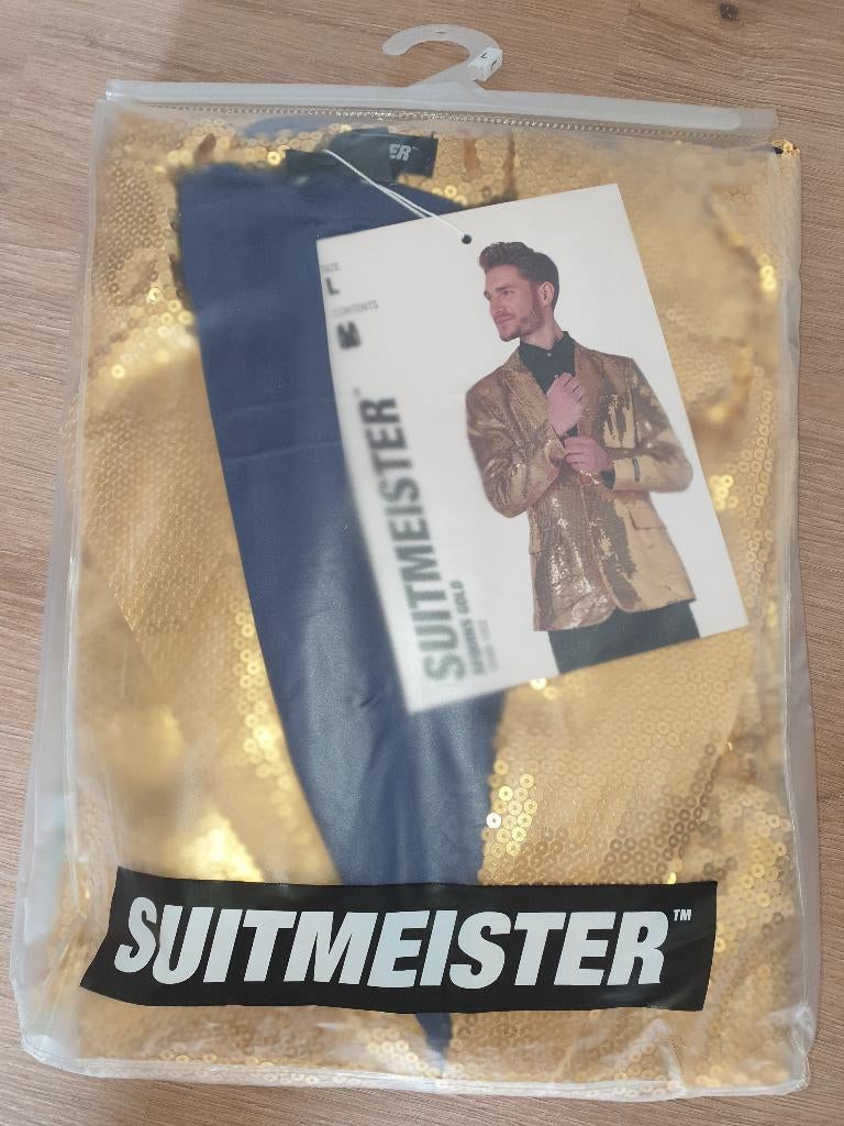Gouden heren blazer maat L Suitmeister, Kleding | Heren, Carnavalskleding en Feestkleding, Maat 52/54 (L), Ophalen of Verzenden