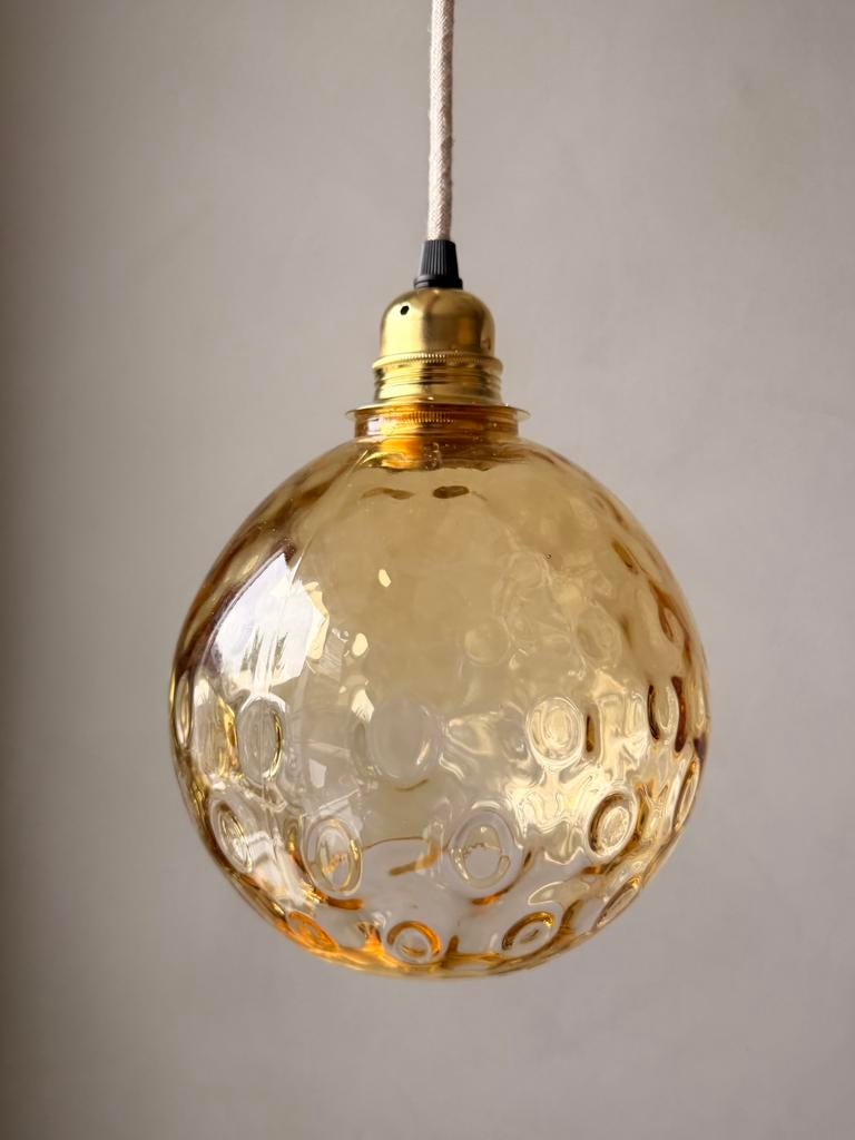Vintage bollamp ( hang) 70ties, Huis en Inrichting, Lampen | Hanglampen, Ophalen of Verzenden, Zo goed als nieuw, Minder dan 50 cm