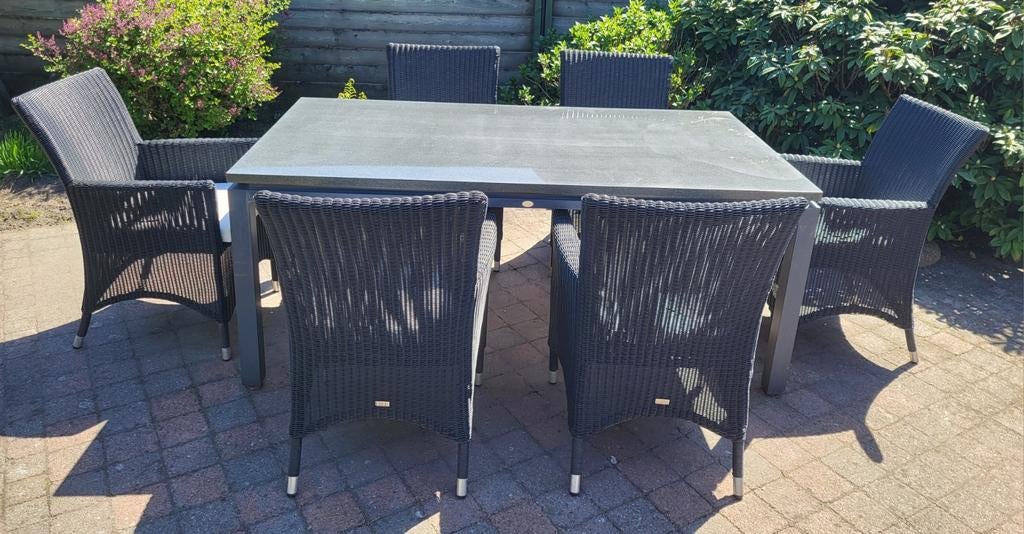 LIFE Tuinset met 6 stoelen en tafel, Tuin en Terras, Tuinsets en Loungesets, Ophalen of Verzenden, Gebruikt