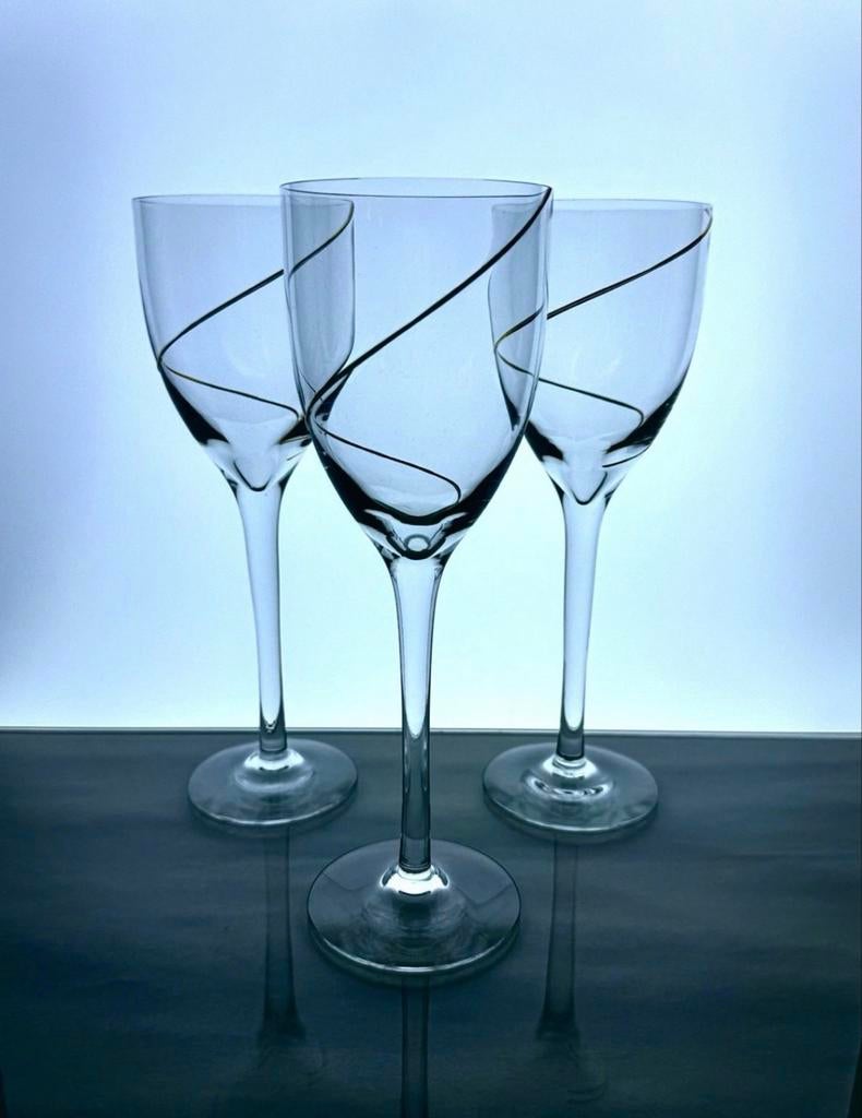 Kosta Boda gold line  hand geblazen wijnglazen, Ophalen of Verzenden