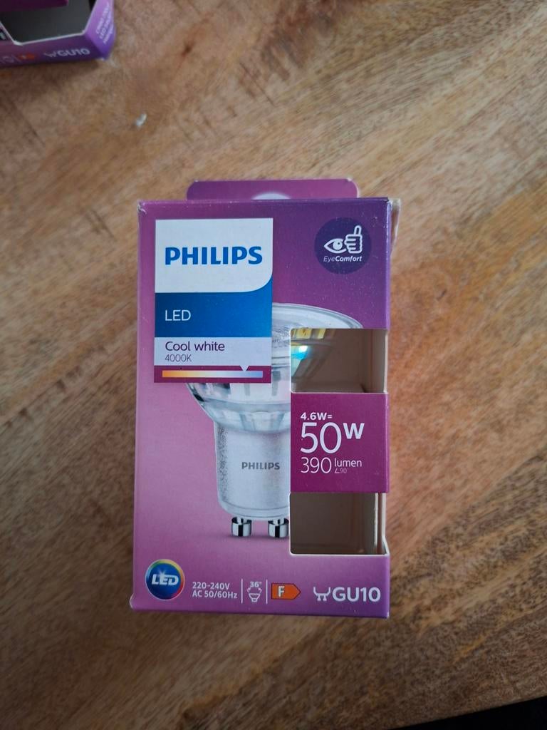 10 Nieuwe Philips LED spotjes 50W 4000K 390 lumen GU10, 30 tot 60 watt, Led-lamp, Nieuw, Overige fittingen