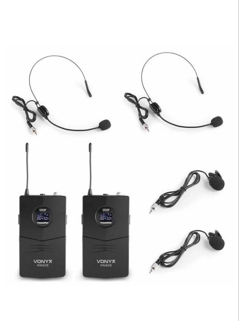 Draadloze microfoon set met headset en ontvanger, Muziek en Instrumenten, Microfoons, Gebruikt, Zangmicrofoon, Draadloos, Ophalen of Verzenden