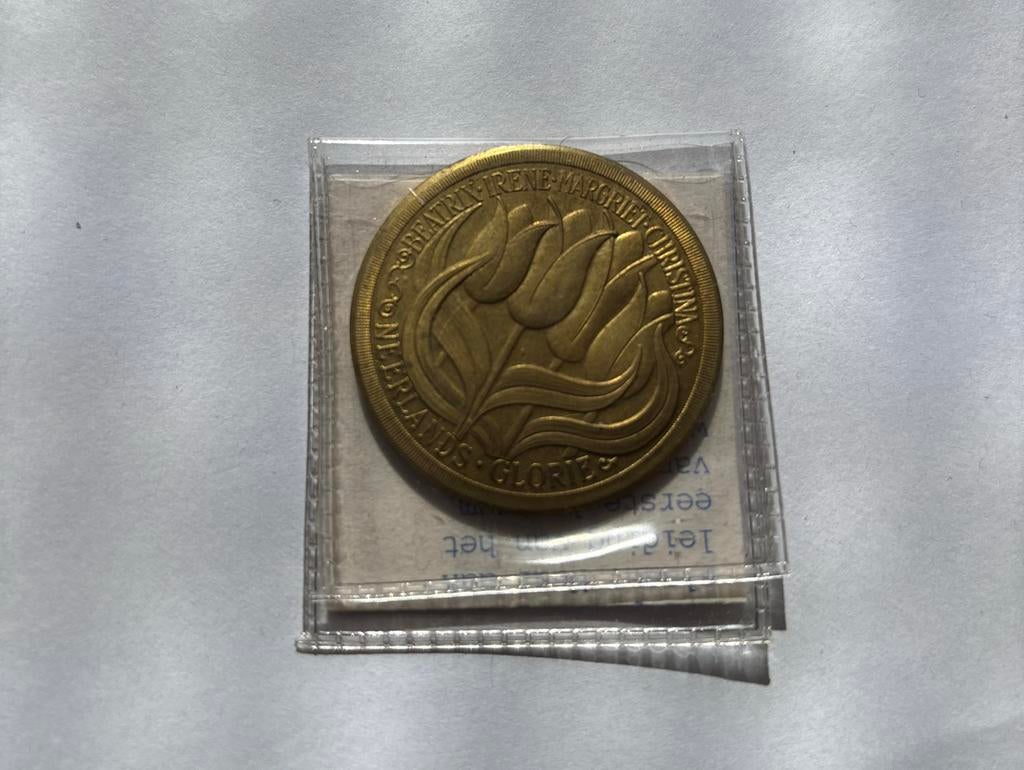 Holland Coin Fair '87 Penning Gouden Huwelijk Juliana & Bern, Postzegels en Munten, Ophalen of Verzenden, Losse munt