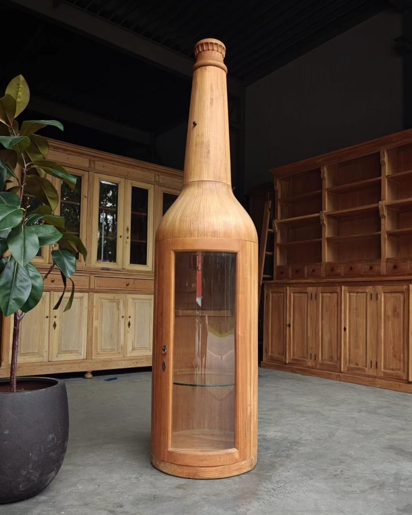 Drankkast - Mencave | Vitrinekast flessenkast teak #671, Huis en Inrichting, Kasten | Vitrinekasten, Niet ingevuld, Minder dan 50 cm