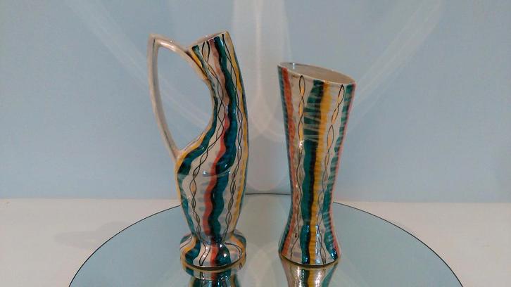 Retro design vazen H Bequet model Prentemps 2 stuks, Antiek en Kunst, Antiek | Vazen, Ophalen of Verzenden