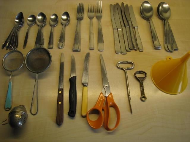 Set keukenbestek, 43 stuks : bestek + schaar enz..., Huis en Inrichting, Keuken | Bestek, Ophalen of Verzenden, Rvs of Chroom