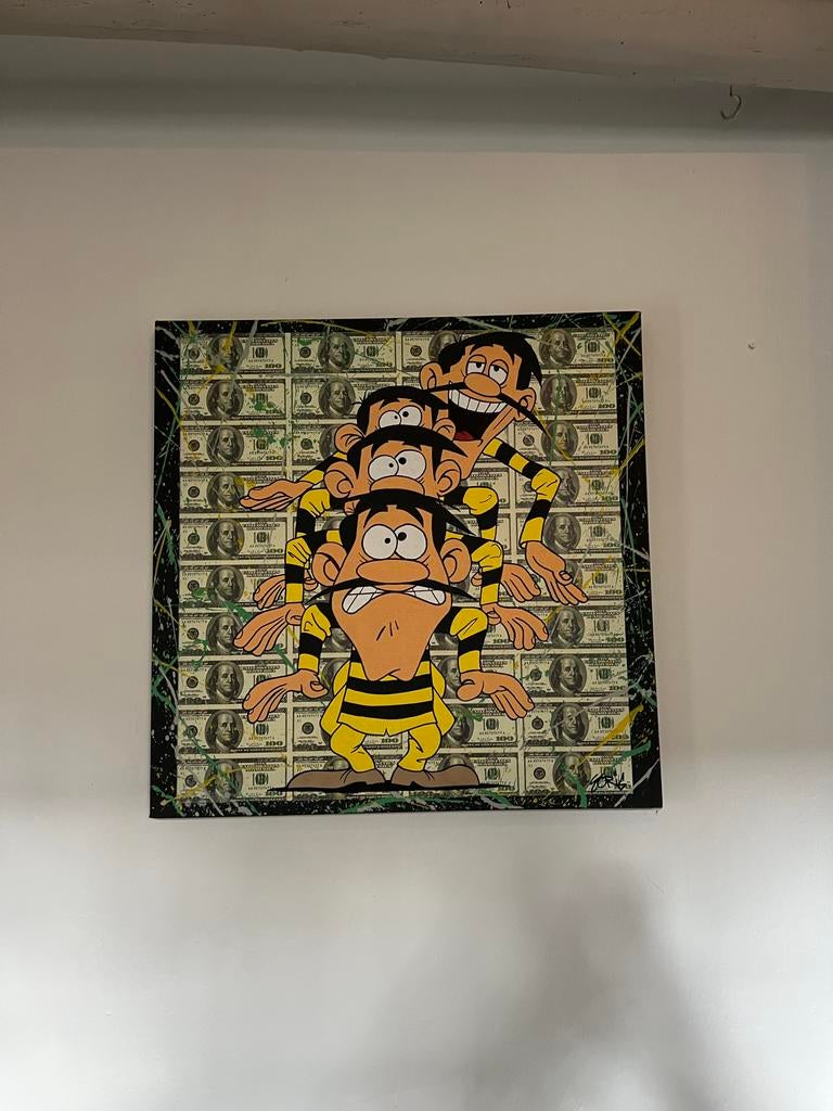 Schilderij street art Dalton love dollar Yoris 80x80cm, Antiek en Kunst, Ophalen