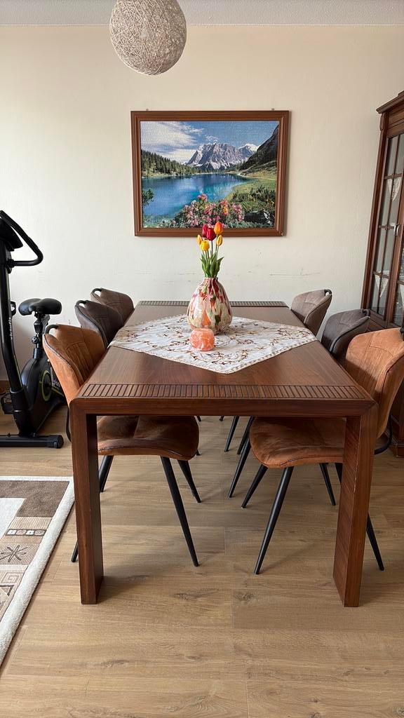 Eettafel met stoelen, Ophalen, Zo goed als nieuw, Rechthoekig, 50 tot 100 cm