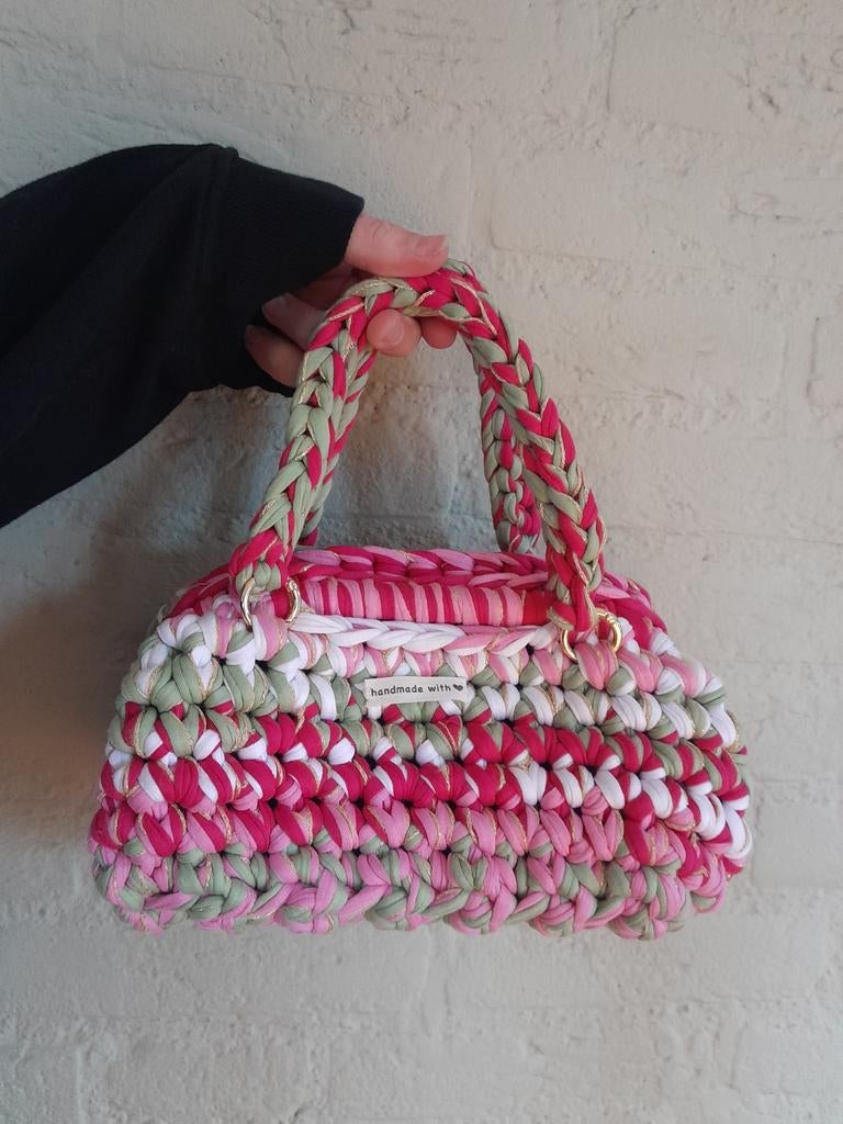 Gehaakte handtas, Sieraden, Tassen en Uiterlijk, Tassen | Damestassen, Ophalen of Verzenden, Nieuw, Roze, Handtas