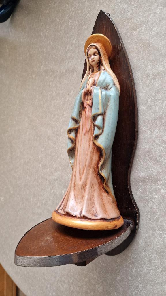 maria beeldje met houten console, Ophalen of Verzenden, Gebruikt, Beeld(je)