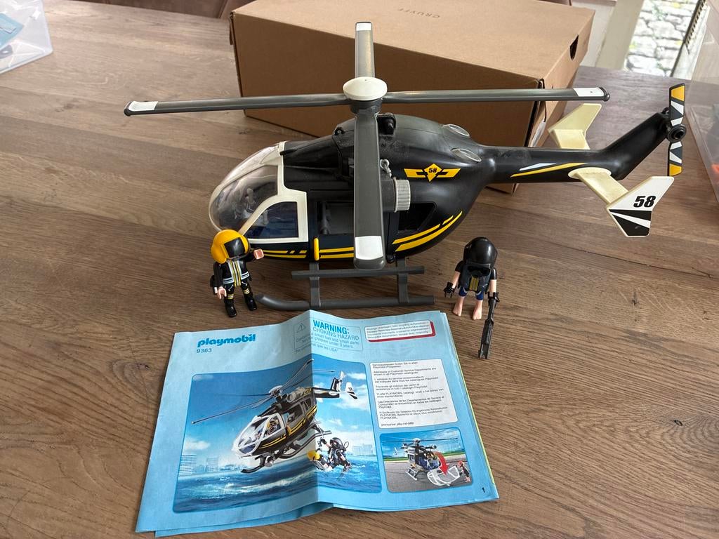 Playmobil SWAT Helikopter 9363 met figuren en accessoires, Ophalen of Verzenden, Gebruikt, Complete set