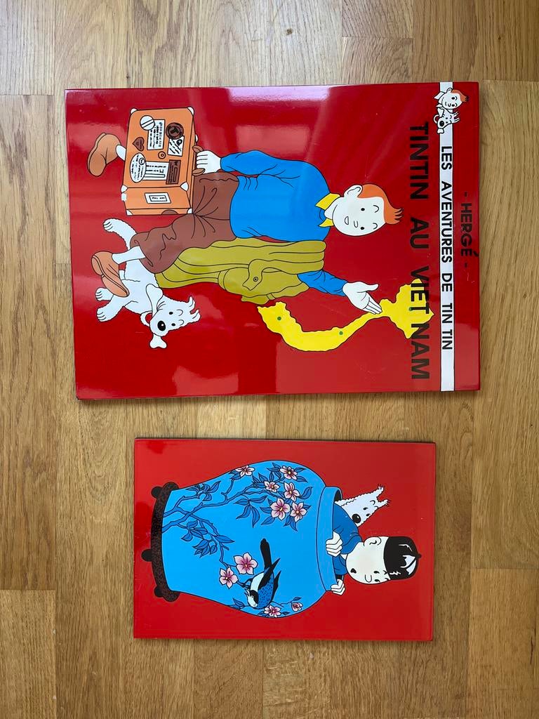 Tintin au Vietnam wanddecoratie op hout geschikderd, Ophalen of Verzenden, Zo goed als nieuw, Schilderij, Minder dan 50 cm