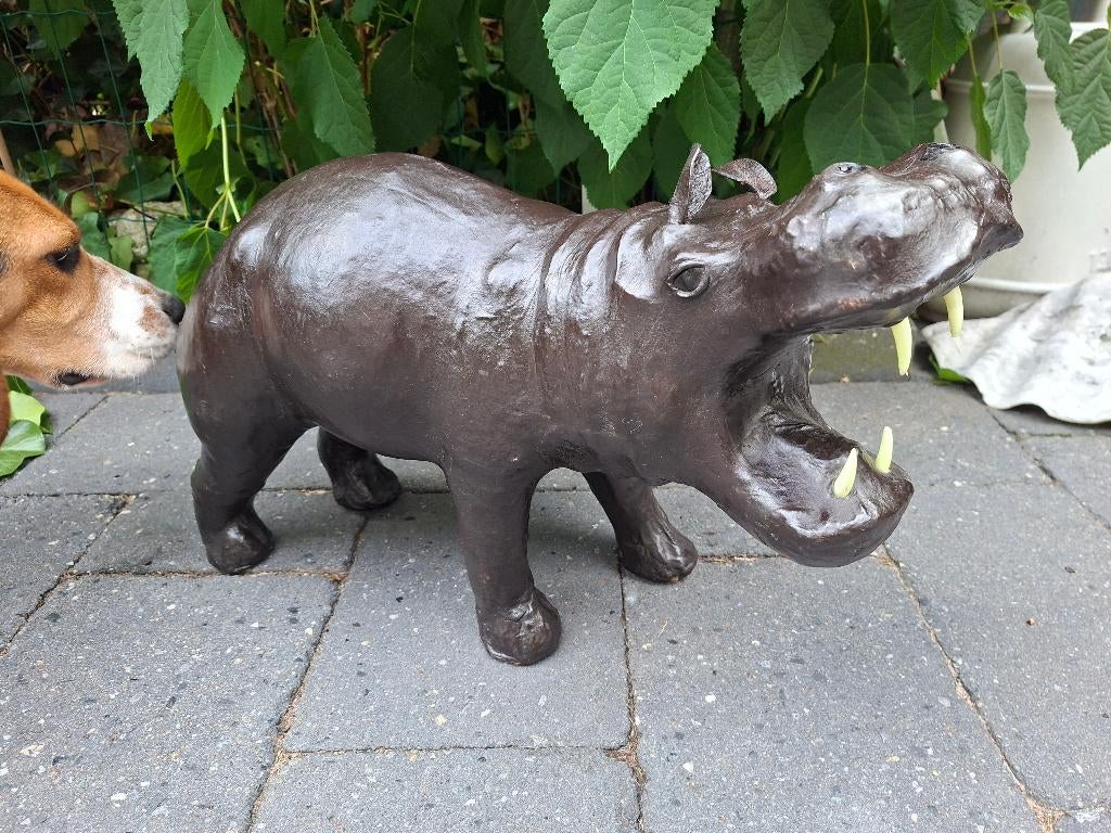 Zeer mooie leren vintage nijlpaard, Ophalen of Verzenden, Zo goed als nieuw, Dier