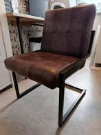 Grijze buffel leren eetkamerstoel, Ophalen, Gebruikt, Modern industrieel, Leer