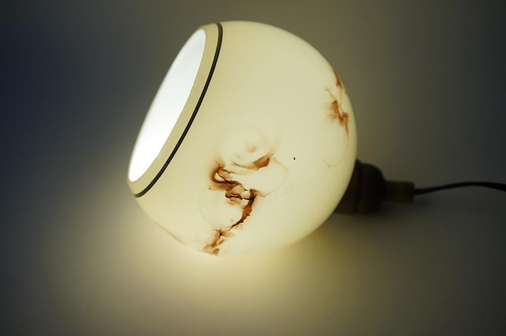 vintage gemarmerde beige goud lampenkap bol, Huis en Inrichting, Lampen | Lampenkappen, Gebruikt, 25 tot 50 cm, Rond, Ophalen of Verzenden